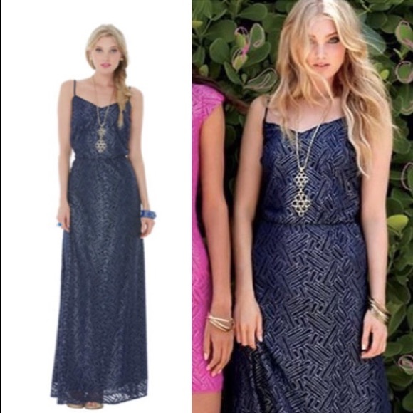 Lilly Pulitzer Dresses & Skirts - Lilly Pulitzer Navy Deanna Maxi Dress S